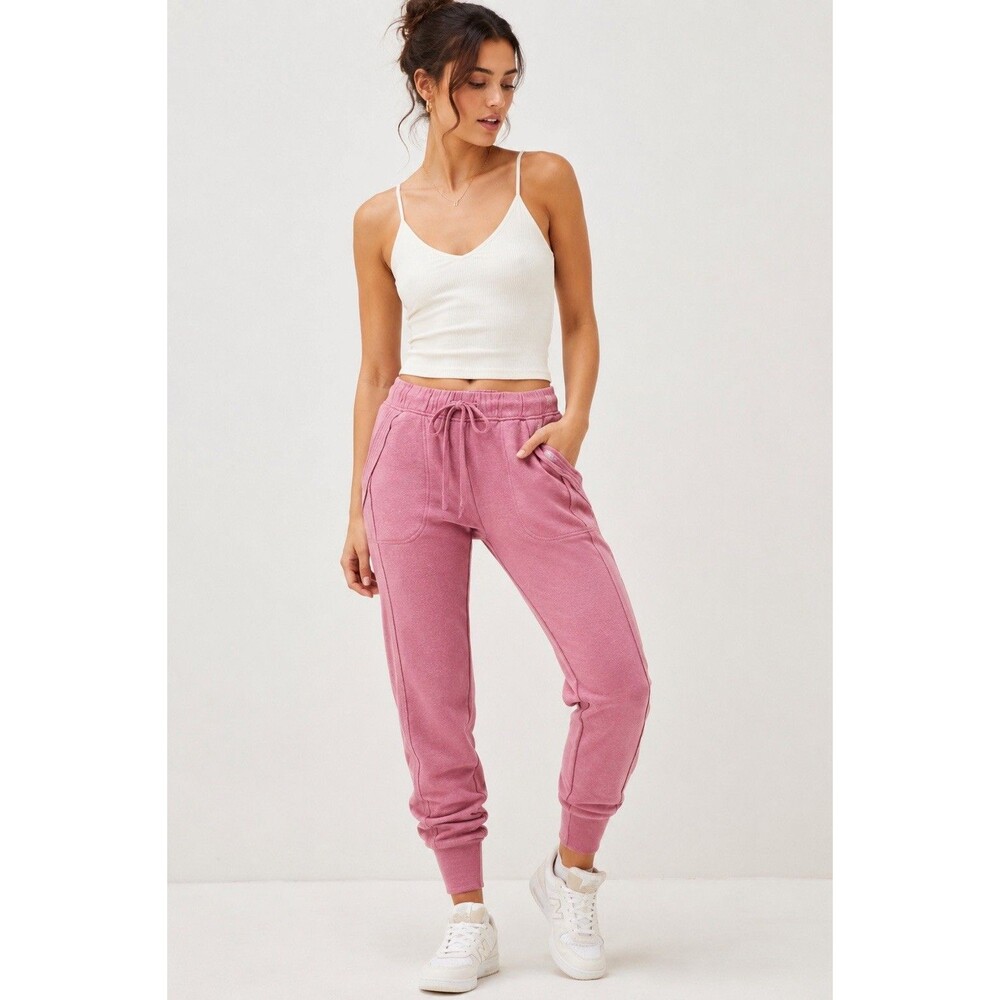 Free People FP Movement Pink Work It Out Jogger Raw Edge Sweatpants Small